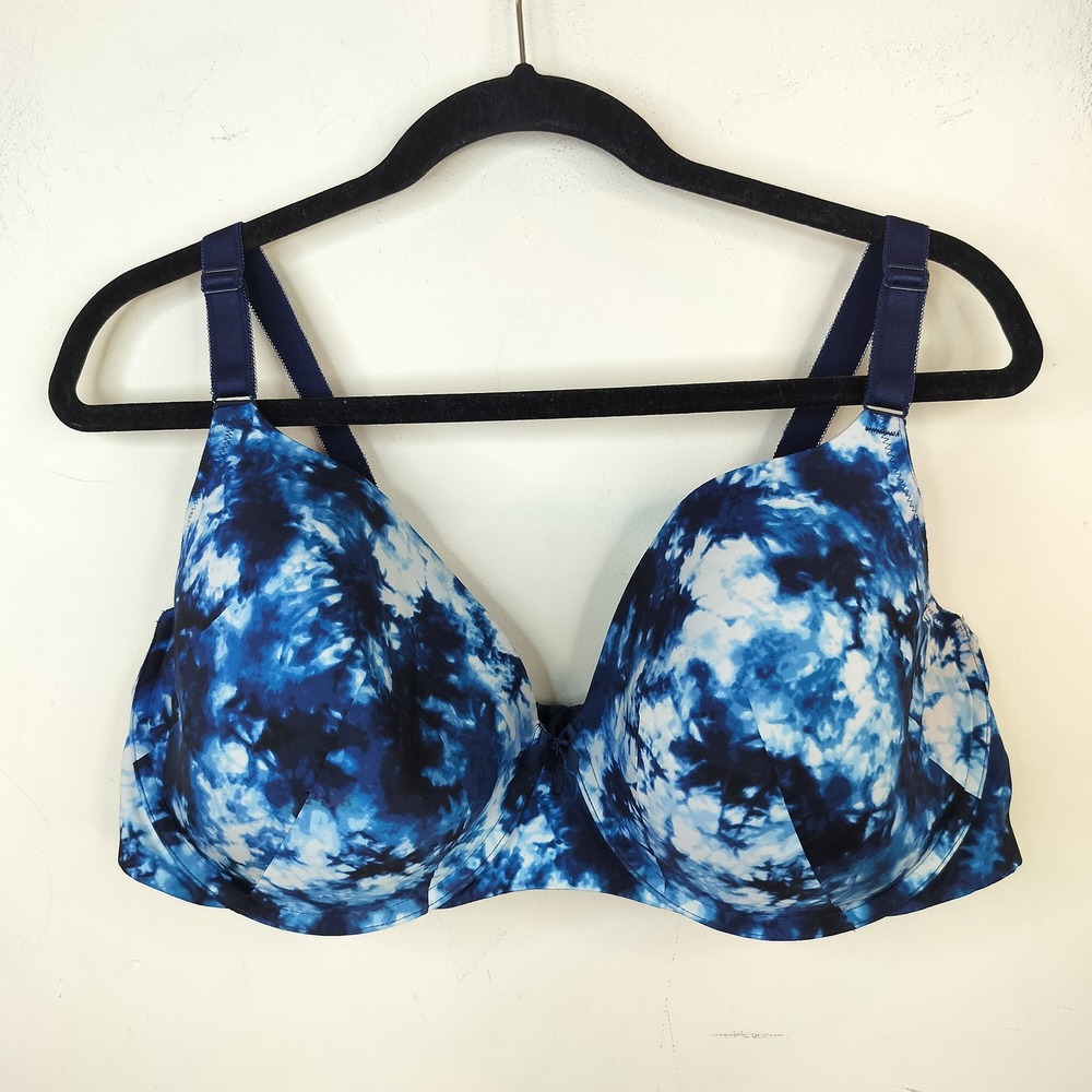 Torrid Curve Underwire Bra 44DD Plus Full Coverage Tie Dye Blue White